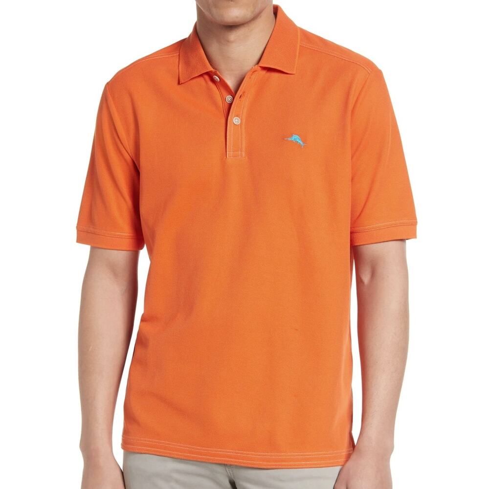 Tommy Bahama Supima Cotton Polo Shirt Men 3XL XXXL Short Sleeves Orange Marlin